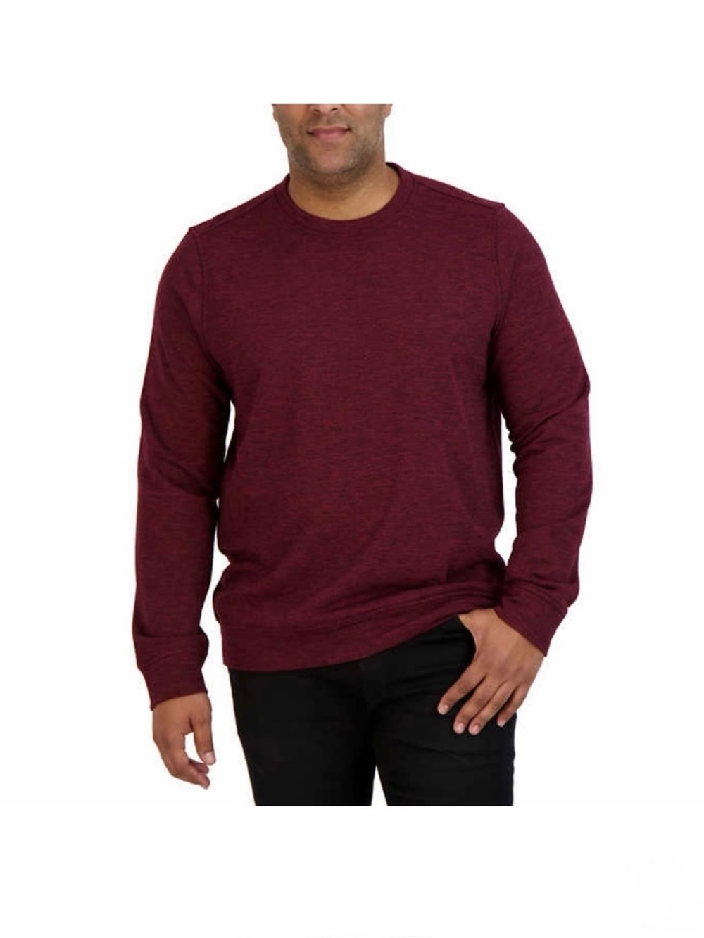NEW-Gerry Men's Dark Maroon Textured LongSleeve Crewneck Pullover Sweatshirt Top